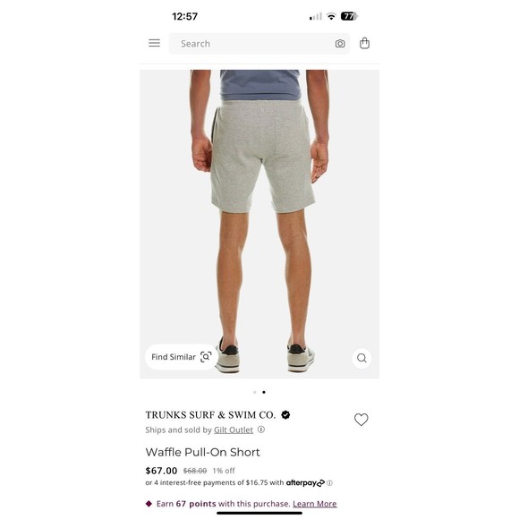 Trunks Surf and Swim Co. Waffle Short, Men's Small, Grey, new with tags, beach - Picture 2 of 8